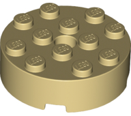 Brick Round 4 x 4 Centre Hole in Tan
