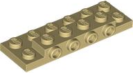 Plate Special 2 x 6 x 2/3 with 4 Studs on Side, 3 Support Walls on Bottom in Tan