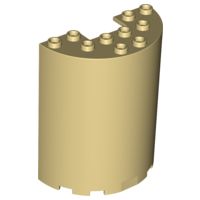 Cylinder Half 3 x 6 x 6 with 1 x 2 Cutout in Tan