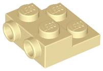 Plate Special 2 x 2 x 2/3 with Two Studs On Side and Two Raised [Solid Anti-stud] in Tan