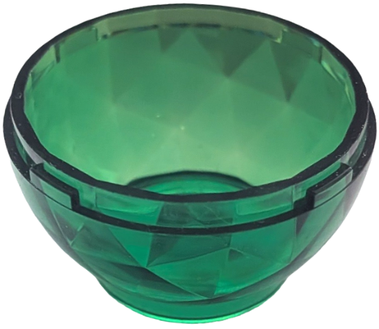 Pod, Round, Faceted 4 x 4 x 1 2/3 (Dragon Egg Bottom) in Trans-Green