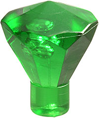 Rock 1 x 1 Jewel / Gem 24 Facet in Trans-Green