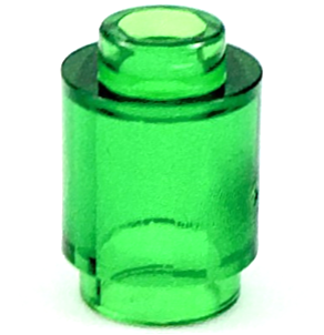 Brick Round 1 x 1 Open Stud in Trans-Green
