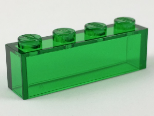 Brick 1 x 4 without Bottom Tubes in Trans-Green