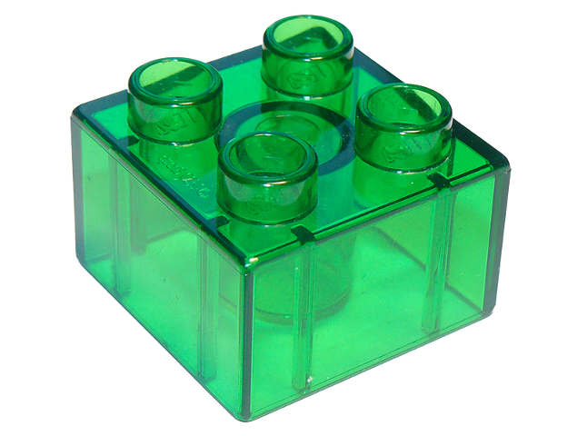 Duplo Brick 2 x 2 in Trans-Green