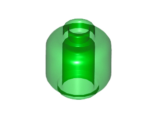 Minifig Head [Plain] [Hollow Stud] in Trans-Green