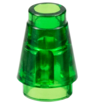 Cone 1 x 1 [Top Groove] in Trans-Green