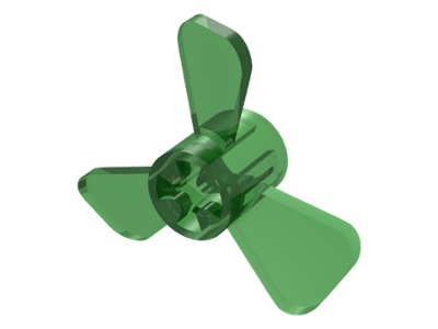 Propeller 3 Blade 3 Diameter with Axle Cross in Trans-Green