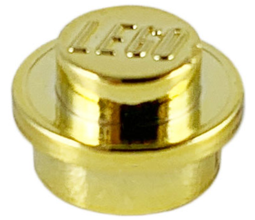 Plate Round 1 x 1 with Solid Stud in Chrome Gold