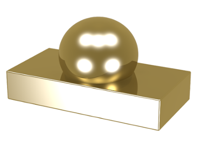 Tile 1 x 2 with Ball in Chrome Gold