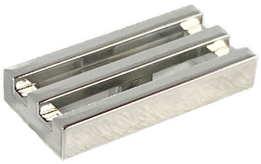 Tile Special 1 x 2 Grille with Bottom Groove in Chrome Silver