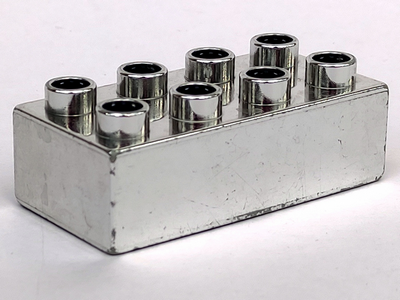 Duplo Brick 2 x 4 in Chrome Silver