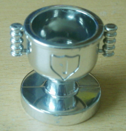Duplo Trophy Cup with Number 1 in Shield - Open Handles in Chrome Silver