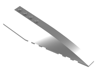 Brick Wedged, Curved 12 x 3 Right in Chrome Silver