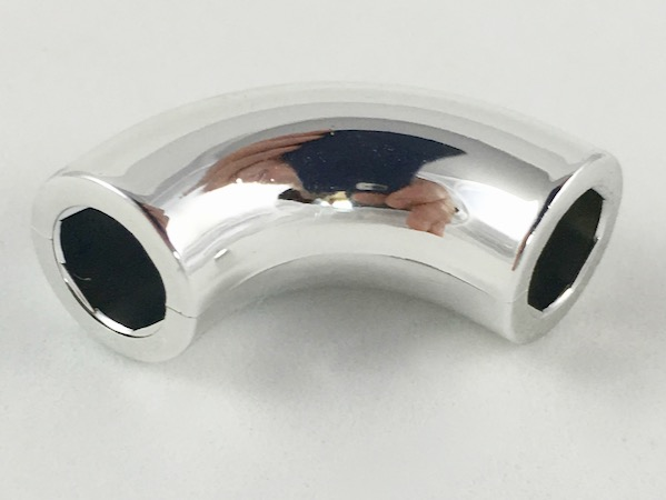 Brick Round 1 x 1 diameter Tube with 90 Degree Elbow (2 x 2 x 1) in Chrome Silver