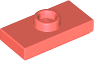 Plate Special 1 x 2 with 1 Stud with Groove and Inside Stud Holder (Jumper) in Coral