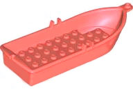 Boat / Rowing Boat 14 x 5 x 2 with Oarlocks [No Hollow Inside Studs] in Coral