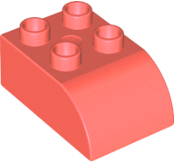Duplo Brick 2 x 3 with Curved Top in Coral