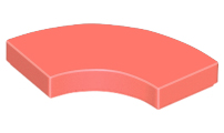 Tile 2 x 2 Curved, Macaroni in Coral
