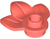 Plant, Plate 1 x 1 Round with 3 Leaves in Coral