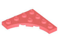 Plate Special 4 x 4 with 3 x 3 Quarter Round Cutout in Coral