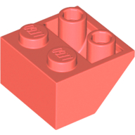 Brick Sloped Inverted 45° 2 x 2 [Ovoid Bottom Pin, Bar-sized Stud Holes] in Coral