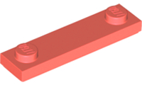 Plate Special 1 x 4 with 2 Studs with Groove [New Underside] in Coral