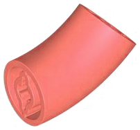 Brick Round 2 x 2 D. Tube with 45° Elbow and Axle Holes (Crossholes) at Each End [LONG] in Coral
