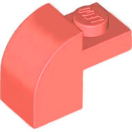 Brick Curved 1 x 2 x 1 1/3 with Curved Top in Coral