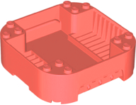 Pod, Square Rounded Corners, Back, 8 x 8 x 2, Corner Studs, and Recessed Slots in Coral