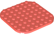 Plate Round Corners 8 x 8 in Coral