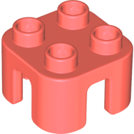 Duplo Chair with no Back / Stool in Coral