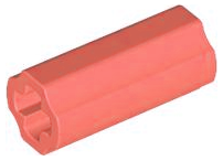 Technic Axle Connector Smooth [with x Hole + Orientation] in Coral