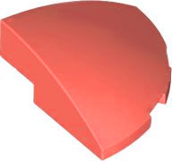 Brick Round Corner, Curved 3 x 3 x 1 Quarter Circle in Coral
