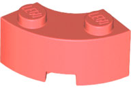 Brick Round Corner 2 x 2 Macaroni with Stud Notch and Reinforced Underside [New Style] in Coral