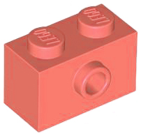 Brick Special 1 x 2 with 1 Center Stud on 1 Side, Bottom Stud Holder in Coral