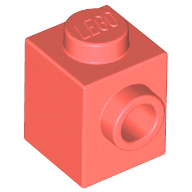 Brick Special 1 x 1 with Stud on 1 Side in Coral