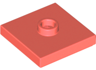 Plate Special 2 x 2 with Groove and Center Stud (Jumper) in Coral