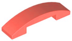 Brick Curved 4 x 1 Double, No Studs in Coral