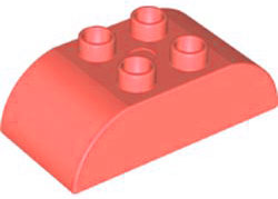 Duplo Brick 2 x 4 Curved Top in Coral