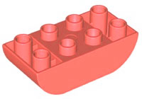 Duplo Brick 2 x 4 Curved Bottom in Coral