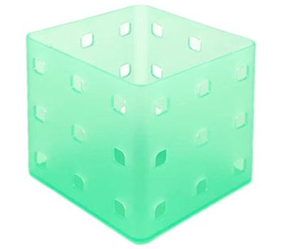 Clikits Container, Utensil Holder, Cube 9 x 9 x 6, 9 Holes Each Side in Trans-Light Green