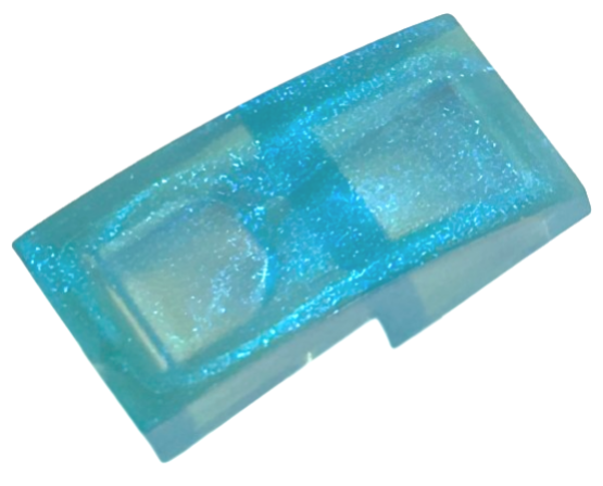 Brick Curved 2 x 1 No Studs [1/2 Bow] in Satin Trans-Light Blue