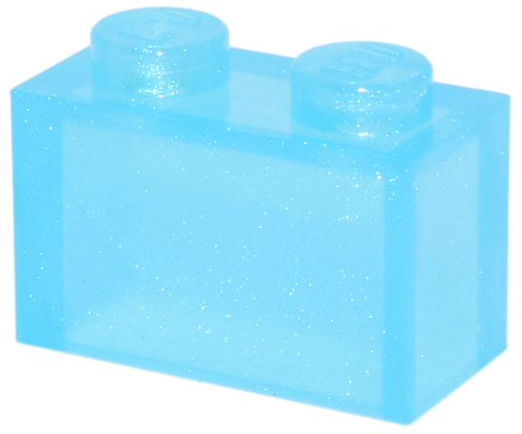 Brick 1 x 2 without Bottom Tube in Satin Trans-Light Blue