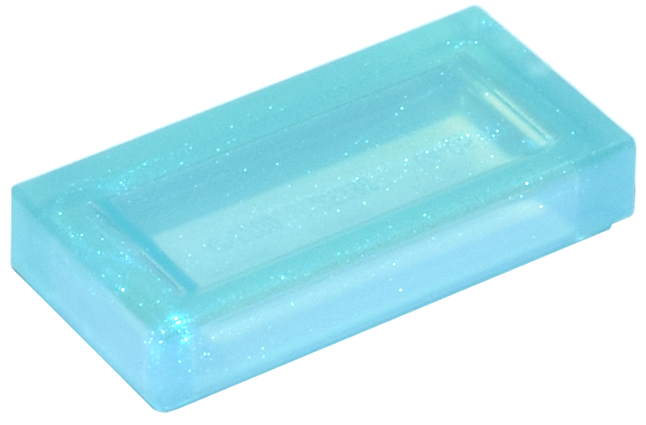 Tile 1 x 2 with Groove in Satin Trans-Light Blue
