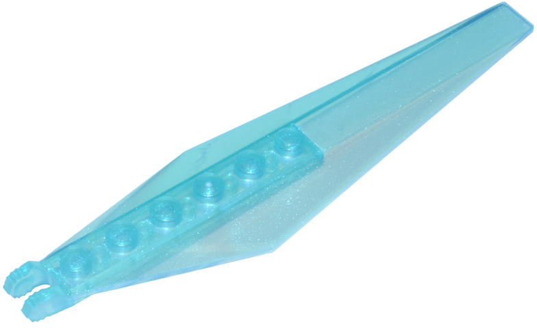 Hinge Plate 1 x 12 Locking with Angled Side Extensions and Tapered Ends, 7 Teeth in Satin Trans-Light Blue