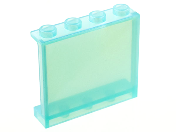 Panel 1 x 4 x 3 [Side Supports / Hollow Studs] in Satin Trans-Light Blue