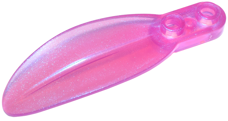 Plant, Leaf 2 x 6 x 1 with 2 Studs in Satin Trans-Dark Pink