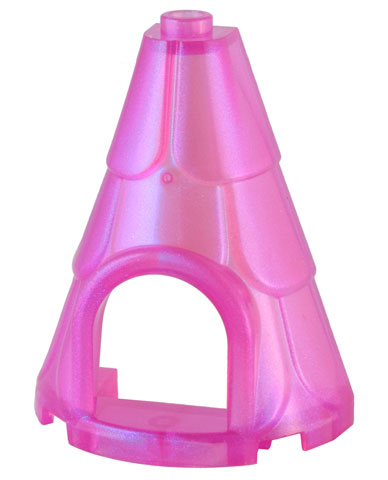Tower Roof 2 x 4 x 4 Half Cone Shaped with Roof Tiles and Window in Satin Trans-Dark Pink