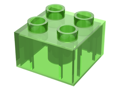 Duplo Brick 2 x 2 in Trans-Light Bright Green